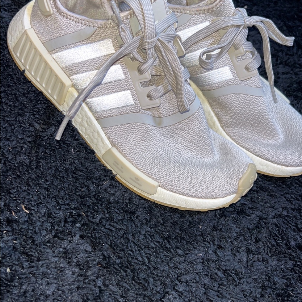 Adidas Light Tan Sneakers with White Stripes